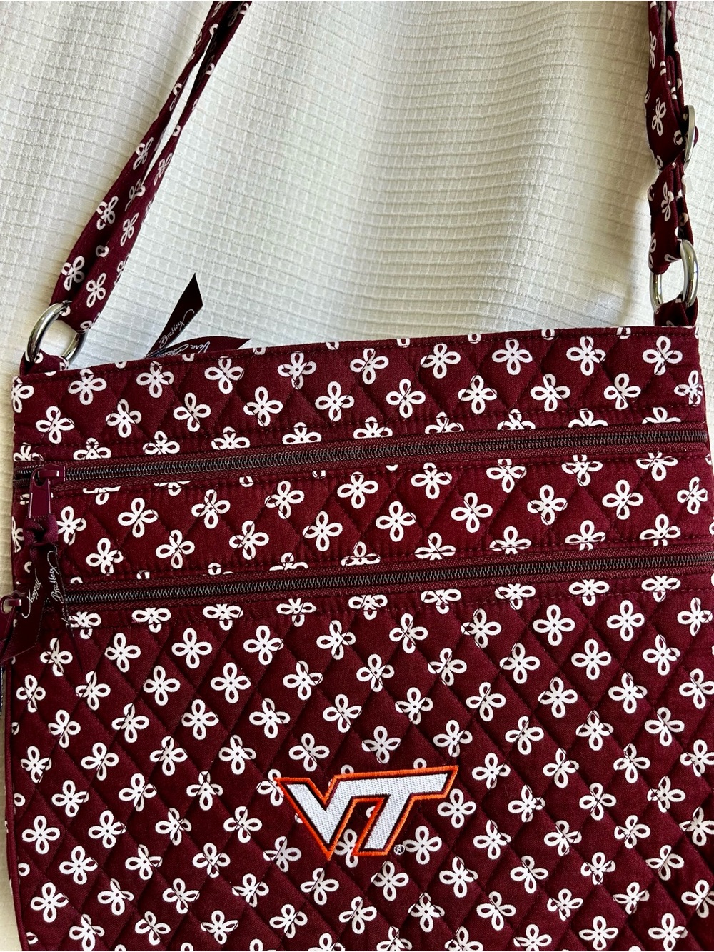 Vera Bradley Maroon Quilted Crossbody Collegiate VT Virginia Tech - Picture 2 of 5